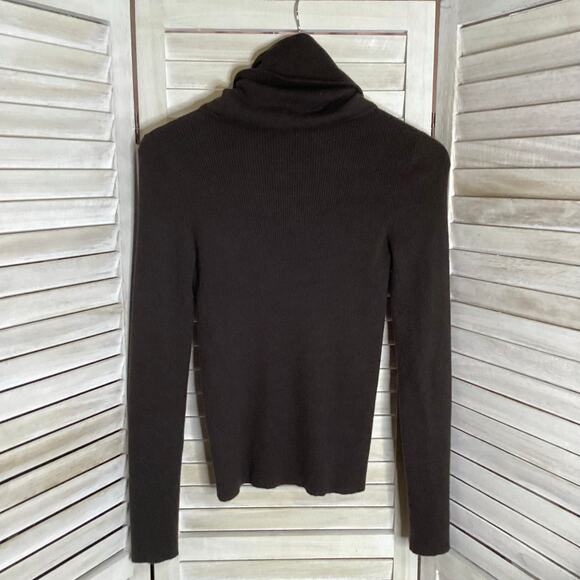 Celine Phoebe Philo Era Brown Cashmere Ribbed Turtleneck Sweater L - Picture 7 of 9